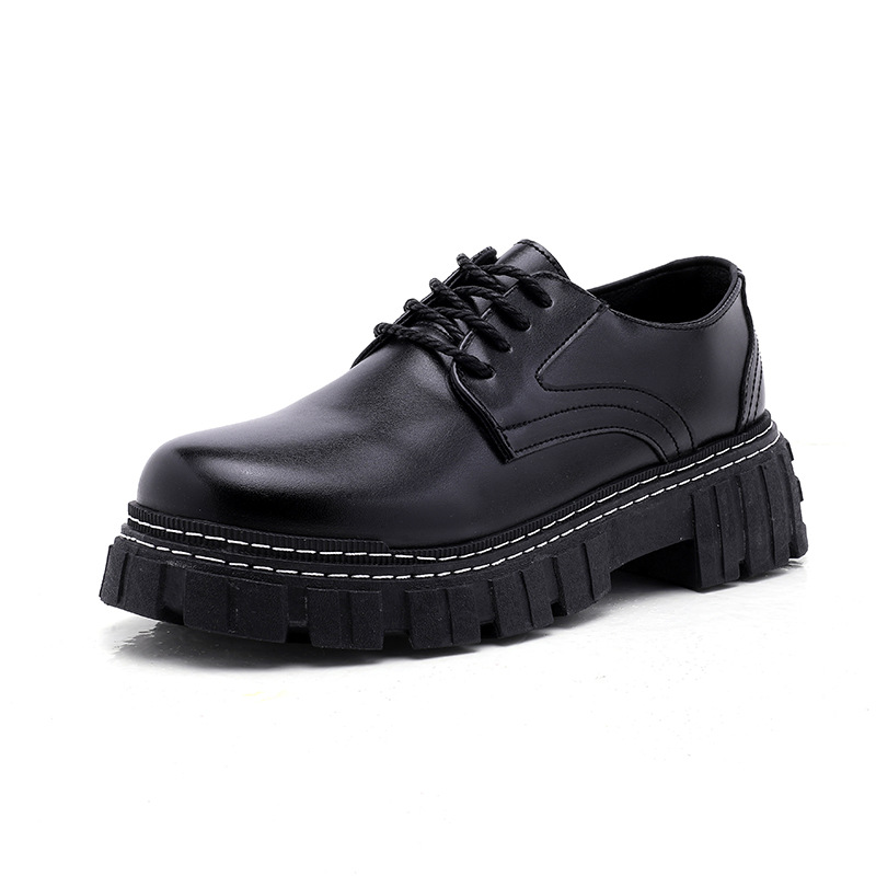 Net Red men's shoes black leather shoes talent Spring and Autumn New Hong Kong style low-top small leather shoes youth casual shoes