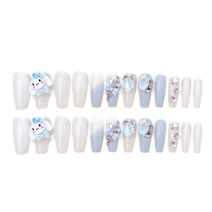 Fake nail nail patch student cute Yugui dog butterfly knot wear nail beauty nail piece handmade U18