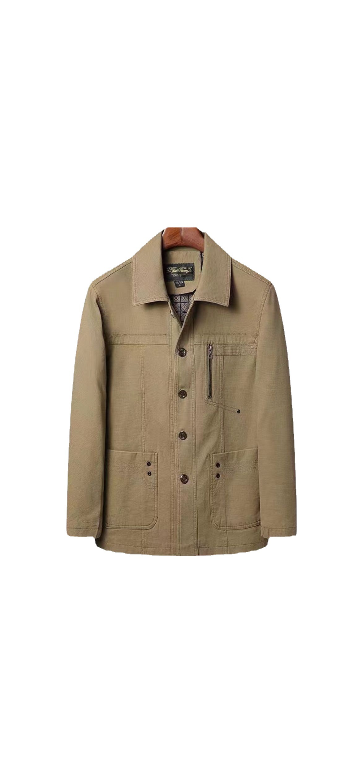 Pure Cotton Jacket Men's Spring and Autumn New Middle-aged Business Casual Jacket Dad's Lapel Button Jacket Men's Clothing