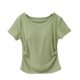 Short-sleeved T-shirt with Chest Pad Women's Tight Waist Slimming Bra One-piece Top Bra-free Sports Yoga New Base Shirt