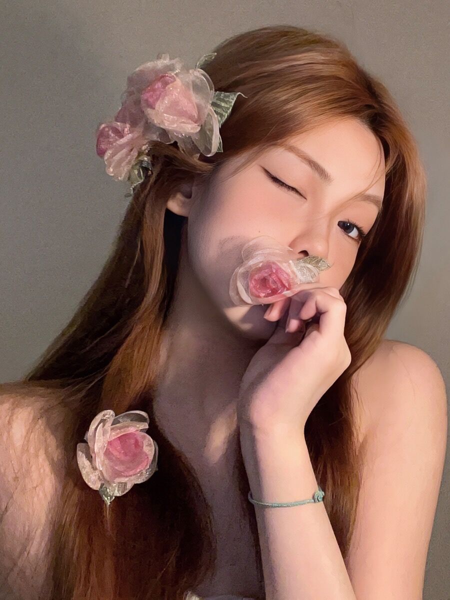 Super Fairy Mori Style Organza Rose Flower Hairpin Women's Spring New Style Side Clip High-grade Elegant Hair Accessories Headwear_voghion.com