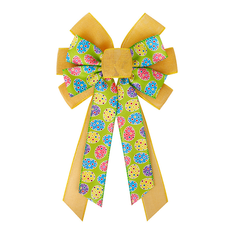 Simea Bow Easter Decorative Imitation Hemp Wire Edge Ribbon Rabbit Egg Holiday Wreath Accessories Decorations