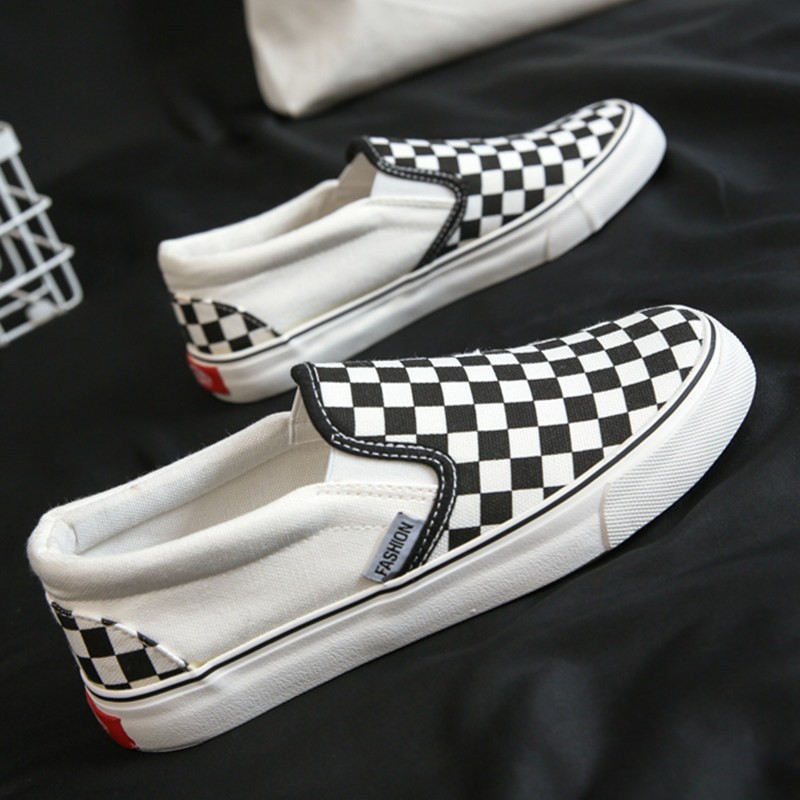Fubu Women's Shoes 2022 Spring Student Canvas Shoes Slip-on Sneakers Checkboard Shoes Flat Shoes Casual Shoes