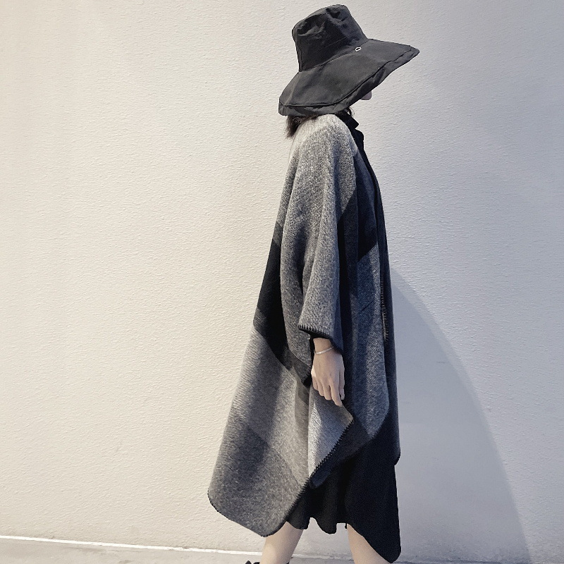 New Yunnan Tourism Ethnic Style Cape All-match Double-sided Solid Color Warm Scarf Women's Cloak Thickened