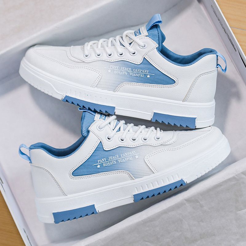 All-match White Shoes Men's New Arrival 2024 Summer Casual Students Breathable Mesh Panel Shoes Fashionable Sports Height-increasing Men's Shoes