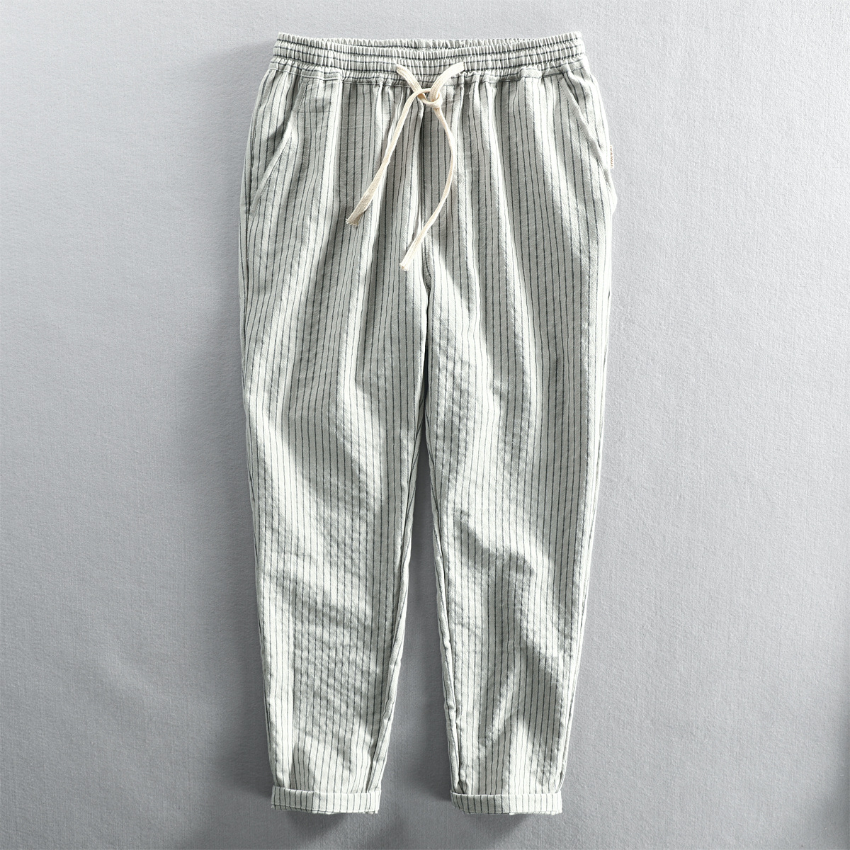 A generation of spring new men's striped pants Japanese casual loose tether cotton pants-Wuji