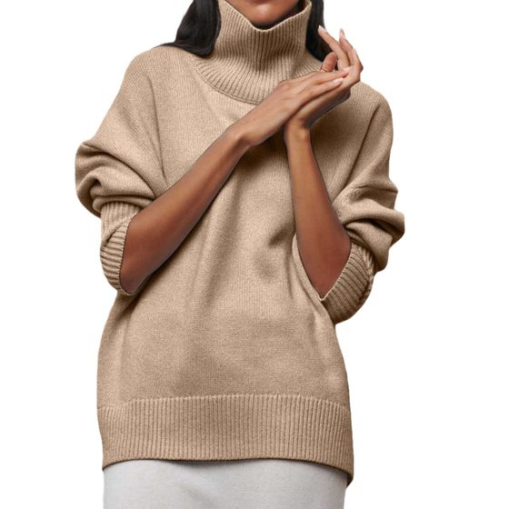 050 cross-border women's clothing New Amazon popular sweater European and American loose half turtleneck autumn and winter Russian sweater