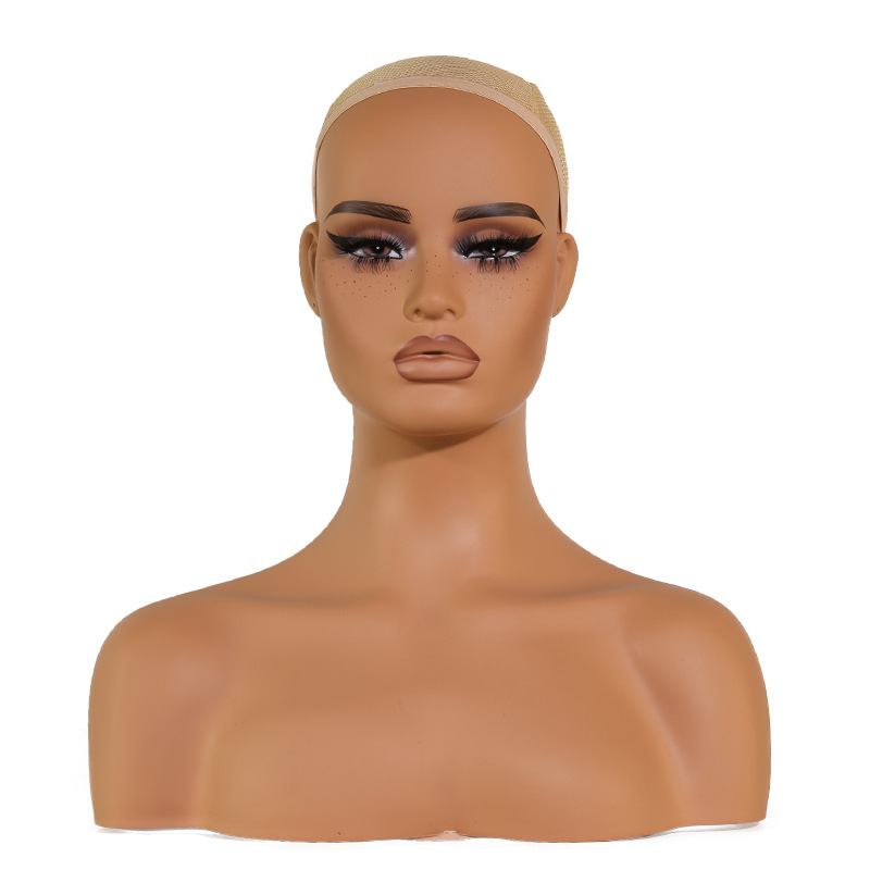Factory Direct Sales New European and American PVC half shoulder head model wig display props skin color model head in stock