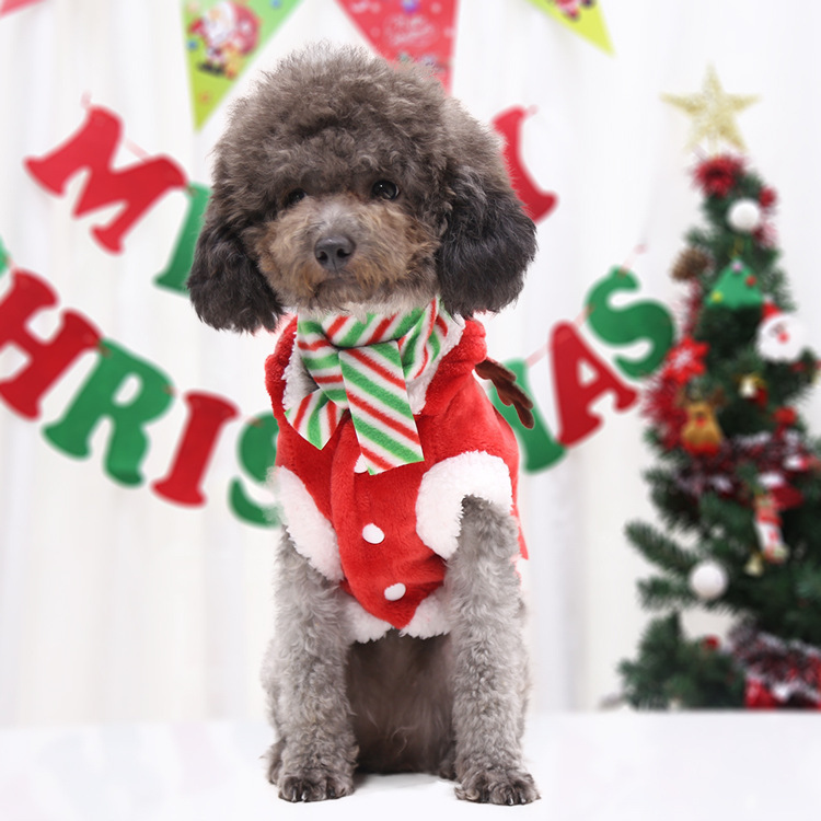 クリスマスホリデー犬服小中犬猫ペット服用品秋冬フリース鹿コスチューム|undefined