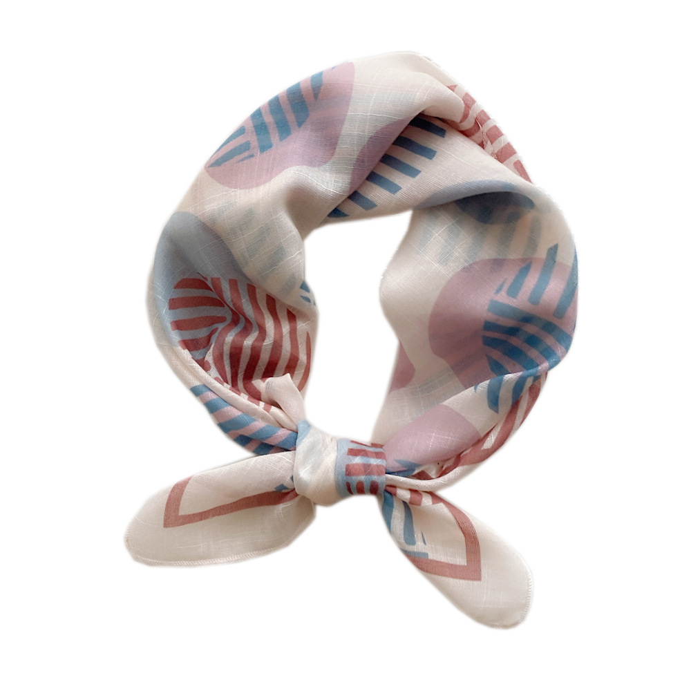 58 Cotton and Linen Small Square Scarf Women's Korean Style Internet Popular Spring and Summer Decorative Neck Protecting Small Scarf Scarf Western Style Fashion Trendy