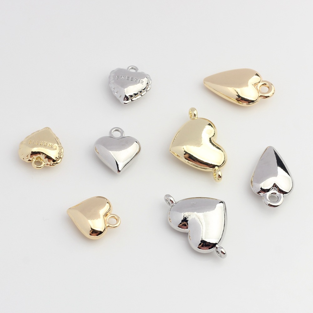 Korean alloy simple glossy love small pendant necklace bracelet DIY earrings necklace jewelry material accessories batch