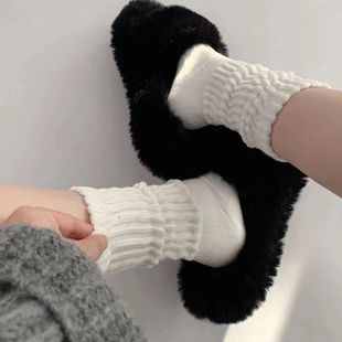 Socks for Spring and Summer Girls in Solid Color Female All-match JK Fashionable Personalized Medium Long Solid Color Thick Needle Stacked Socks Thin