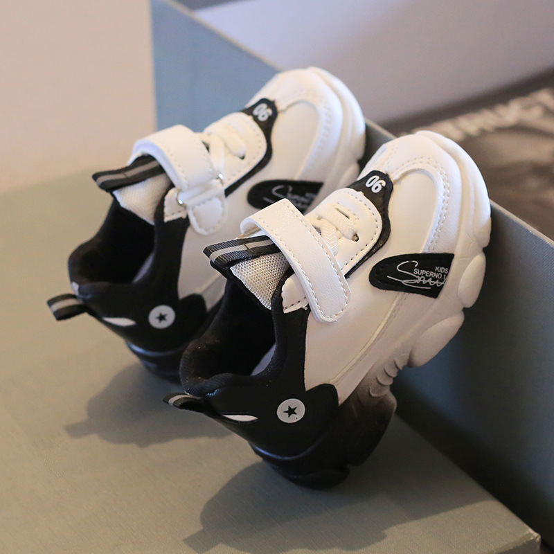 Children's sports shoes 2024 spring boys and girls small white shoes leather soft bottom baby baby toddler shoes a generation of hair