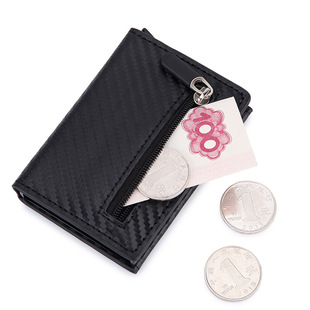 European and American Anti-theft Metal Wallet Men's Short RFID Card Holder Credit Card Holder Bank Card Holder Coin Purse