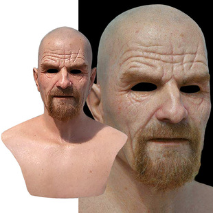 Strict Selection of American TV Series Breaking Bad Poison Master Old White Mask Bald Old Man Latex Headgear Halloween Cosplay Funny Way