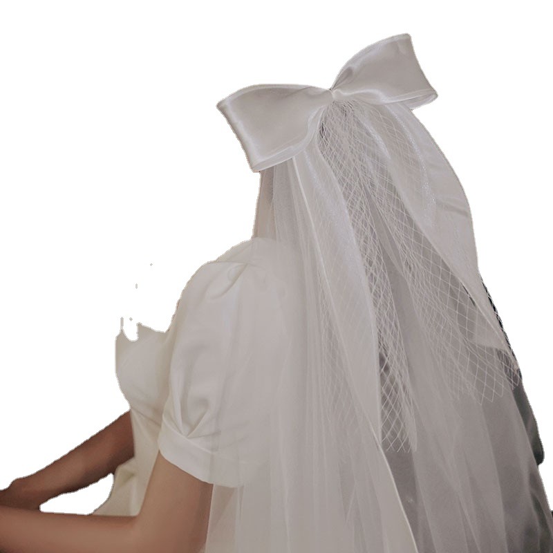 Veil 2021 New Headwear Bride's Main Wedding Dress Photo Props License Wedding French Proposal White Bow