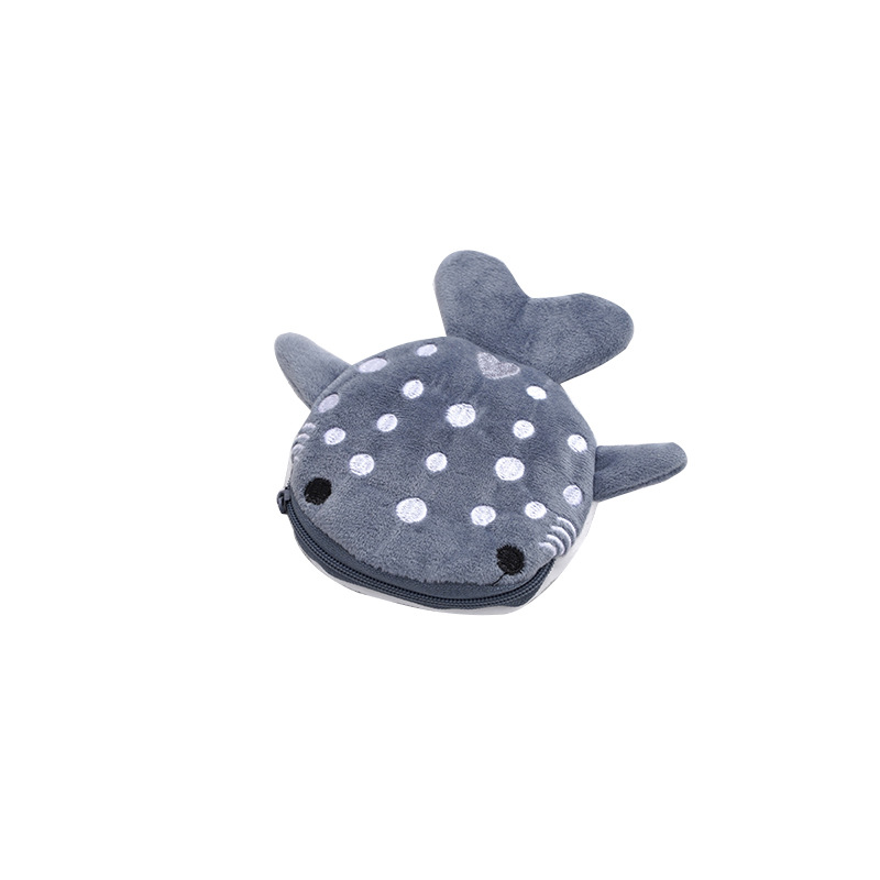 New Cartoon Shark Plush Coin Purse Coin Bag Cute Pendant Data Cable Bag Zipper Bag Small Gift Wholesale