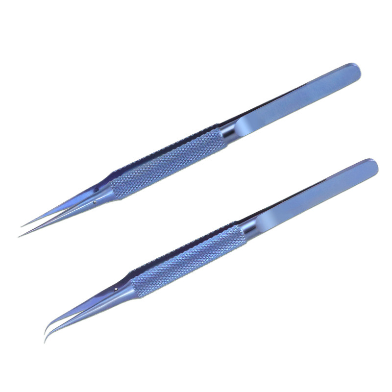 钛合金镊子 蓝色指纹飞线手机维修细尖头0.15mm防磁化 显微镜夹具