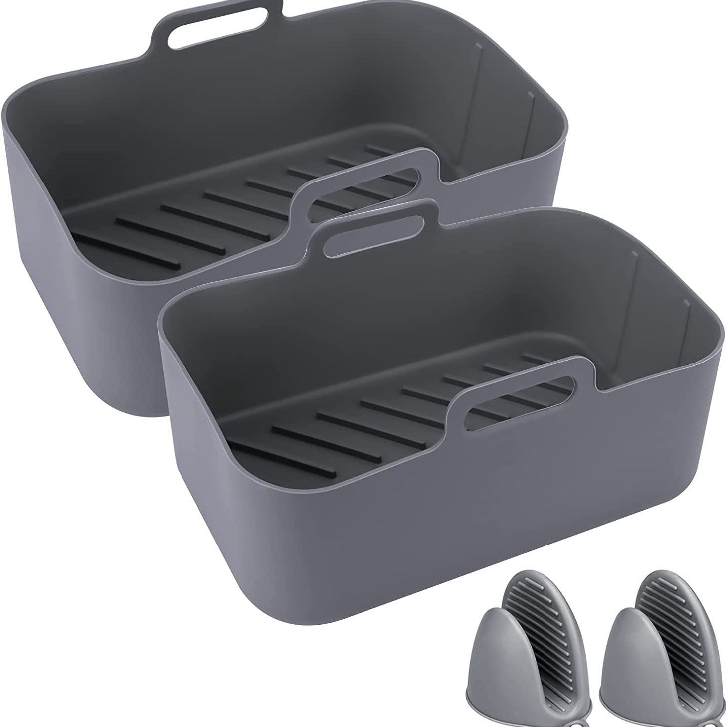 Cross-border rectangular silicone baking tray handle food grade high temperature resistant baking air fryer special tools wholesale