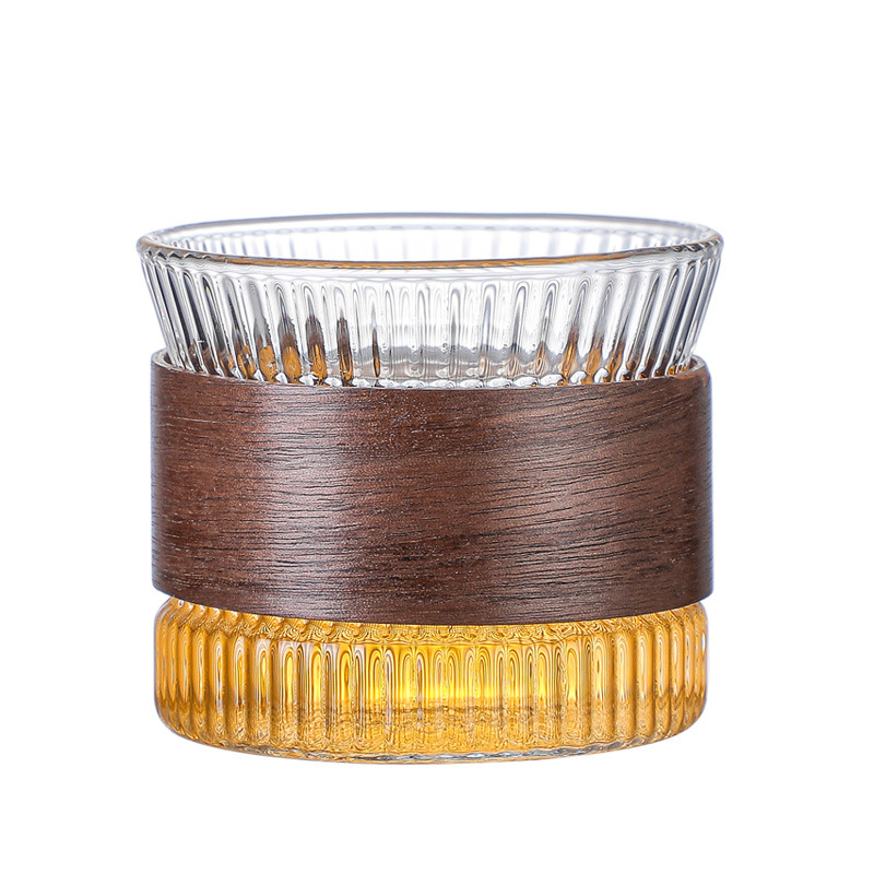 Japanese-style Hammer Glass Wooden Ring Tea Cup Tea Tasting Cup Master Cup Small Tea Cup Kung Fu Tea Set Tea Small Cup