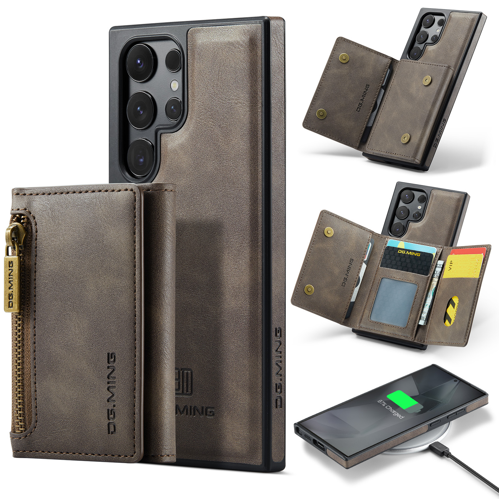 M5 for Samsung S24 Ultra magnetic split wallet protective case S24 Ultra side sticker phone case card holder_voghion.com