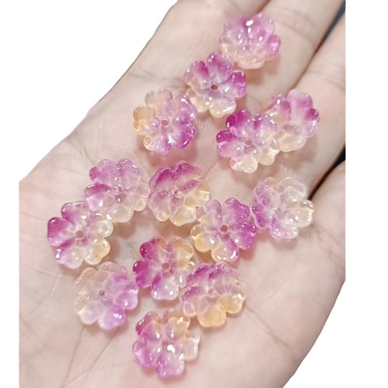 Factory Direct supply diy jewelry accessories Junzi flower glass petals five-petal work plum blossom ancient style flower material wholesale
