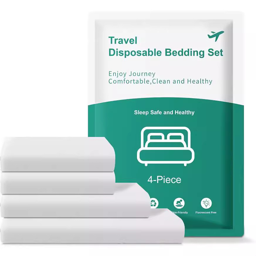 Cross-border foreign trade English vacuum hotel travel bath towel towel disposable bed sheet quilt cover pillowcase quilt cover four-piece set