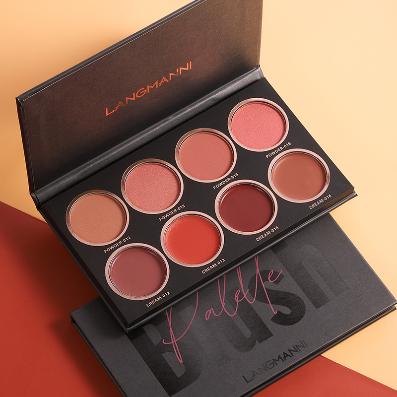 Cross-border exclusive for langmanni make-up eight-color Blush high disc brightening skin color natural lasting blush disc