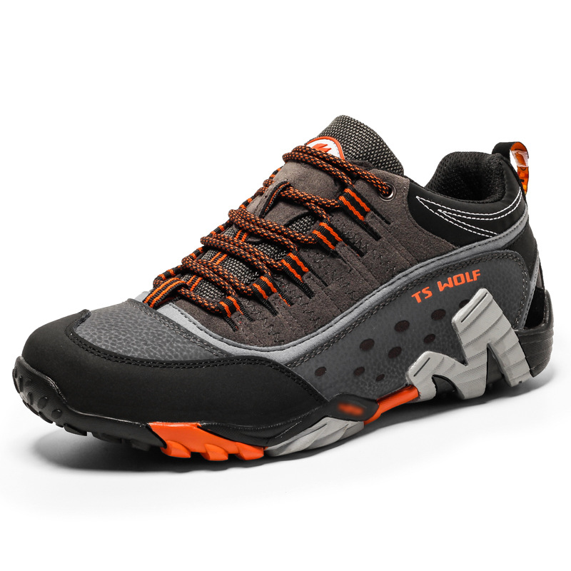 Cross-border hiking shoes men's lightweight non-slip outdoor shoes genuine leather breathable wear-resistant hiking shoes sports travel shoes women