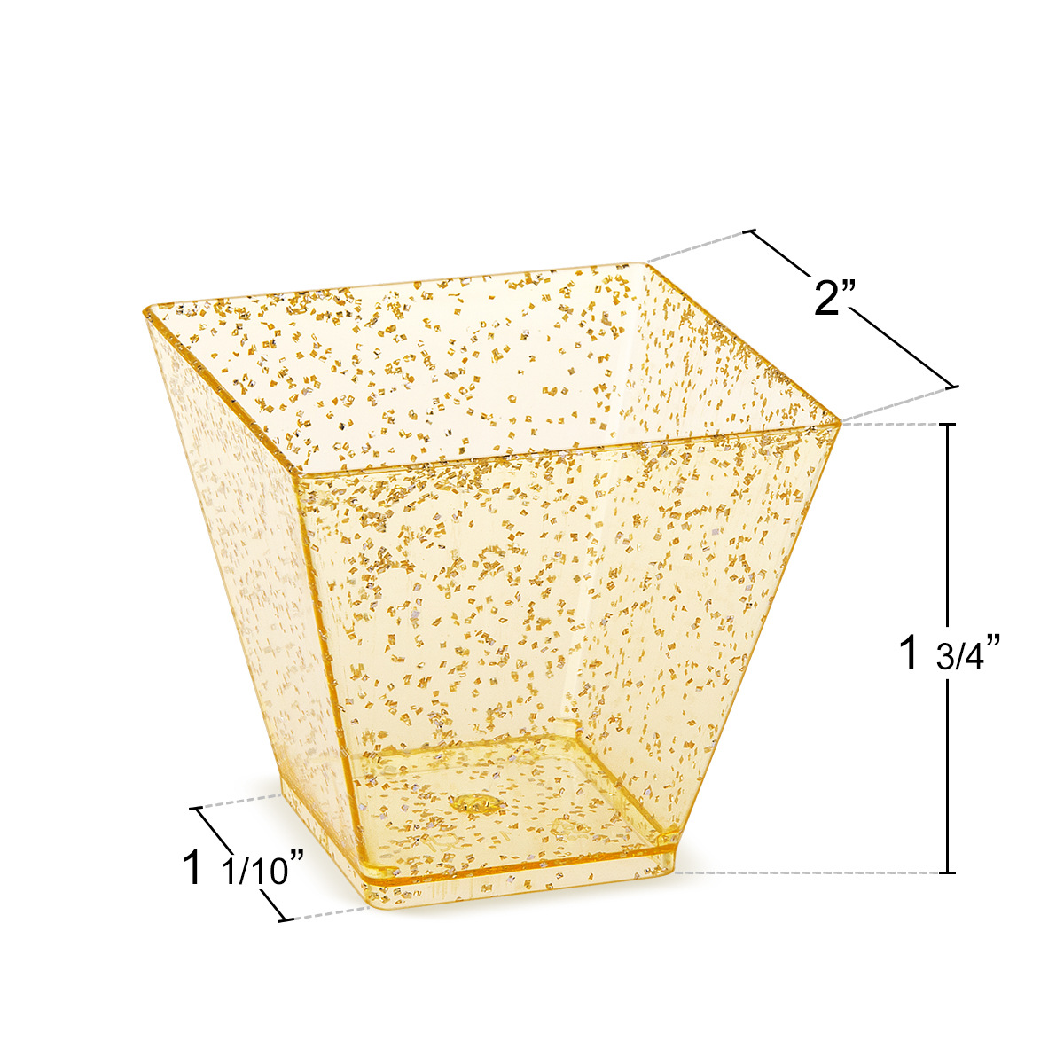 Cross-border Amazon Independent Station 60ml Gold Point Square Trapezoidal Dessert Jelly Milkshake Cup Plus 9.5cm Spoon suit