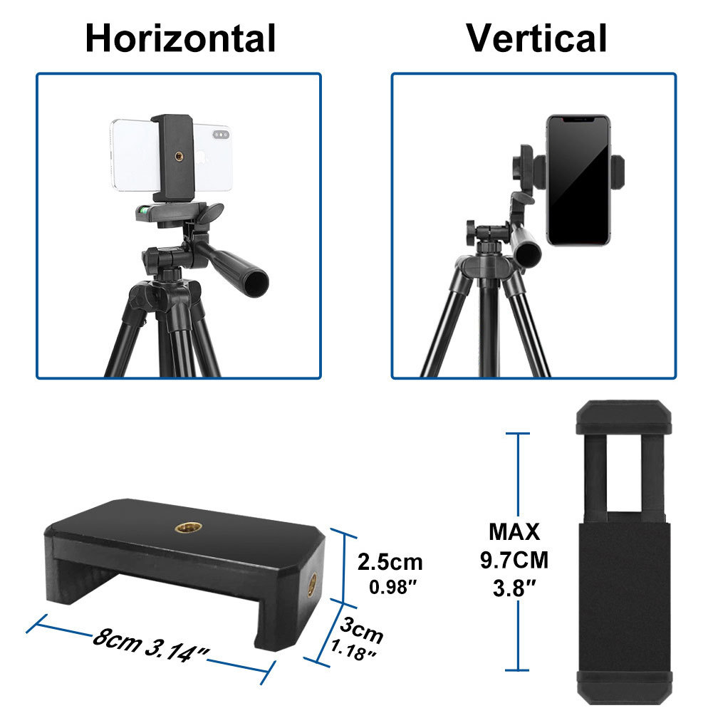 Factory 1.3m aluminum alloy mobile phone camera tripod mobile phone live broadcast bracket with Bluetooth camera rotatable spot