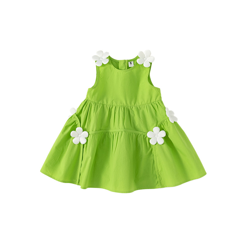 Yu Bao children's clothing children's dress sweet little girl sleeveless princess skirt small flower vest skirt tide XQ23285