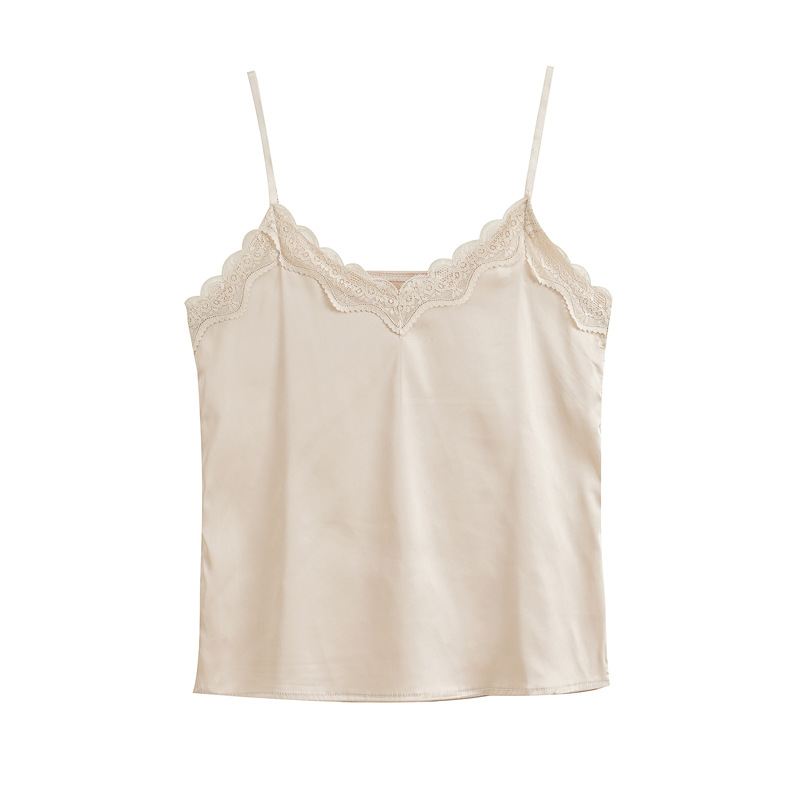 2023 Summer new small camisole women's outer wear slim lace V-neck top inner temperament bottoming shirt