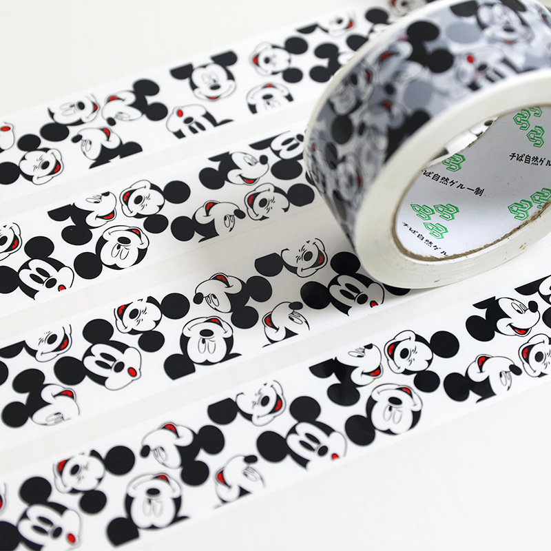 Cute coolomi black tape on white background cartoon Pacha dog packaging and sealing tape large roll full box wholesale 4.5cm