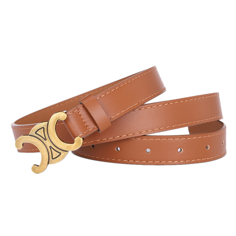 Women's English Letter Smooth Buckle Belt All-match Jeans Decorative Women's Fashion Trendy Internet Popular Fashion Pants Belt