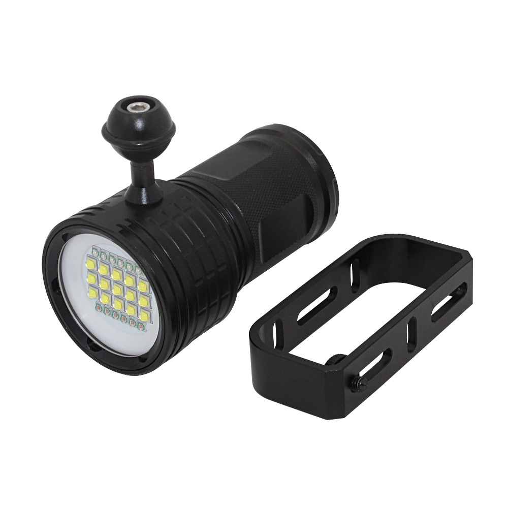 C high-power photography diving fill light flashlight aluminum alloy flashlight bracket charging portable purple red light