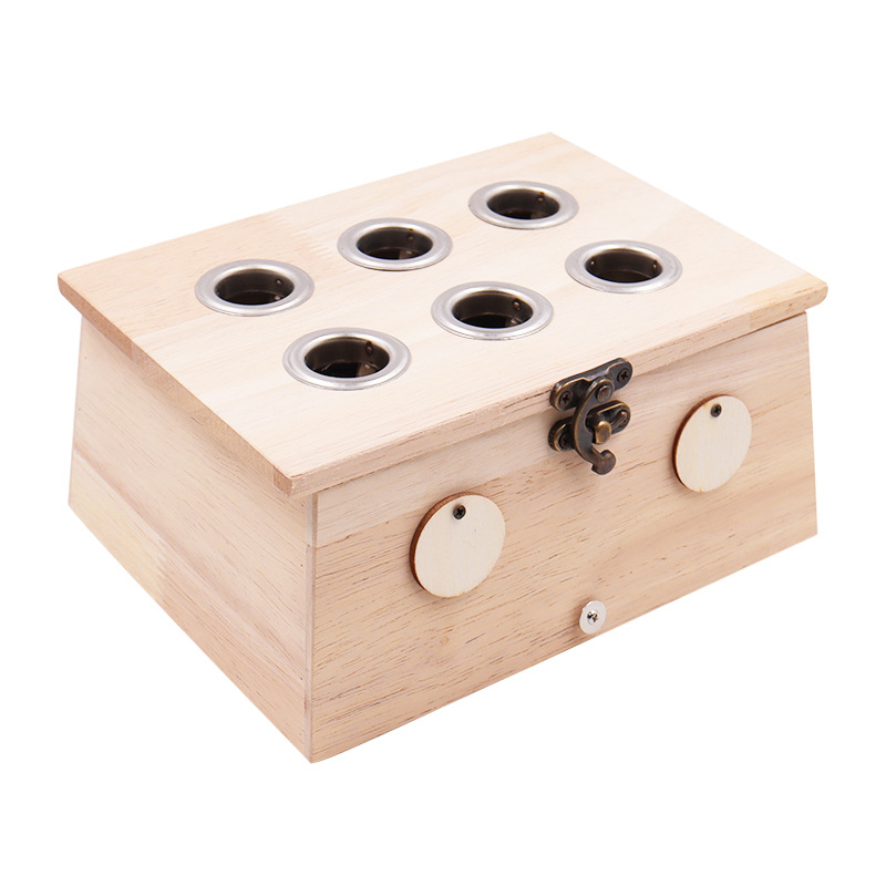 Solid Wood Moxibustion Box Oak Warm Moxibustion Box Single Hole Bamboo Fumigation Box Tung Wood Multi-Needle Waist Abdomen Moxibustion Wooden Moxibustion Box