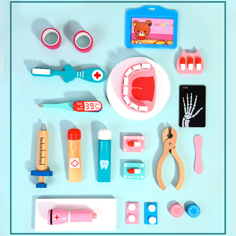 New children play house simulation cloth bag doctor toy suit nurse stethoscope injection medicine box