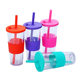 Factory new cross-border Amazon portable double-layer plastic cup large hole universal pearl milk tea lid suction tube Cup