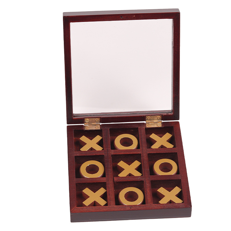 Cross-border XO chessboard tic tac toe well-shaped chess Jiugongge chess wooden toy toddler circle fork wooden