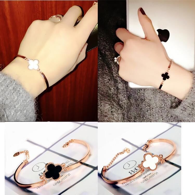 ins Korean Style Trendy Beautiful Girl Four-leaf Clover Bracelet Elegant Goddess Exquisite Lucky Grass Bracelet