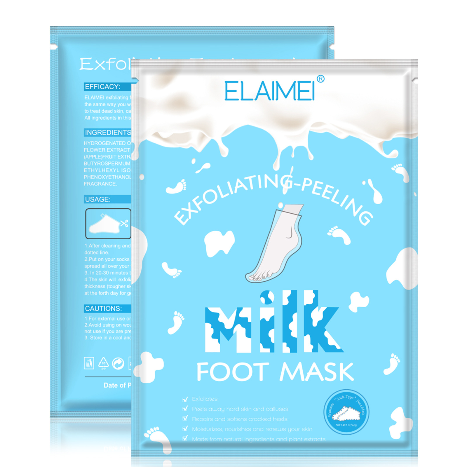Foreign trade ELAIMEI foot mask rose foot mask foot patch gentle exfoliating foot mask calluses cutin foot mask