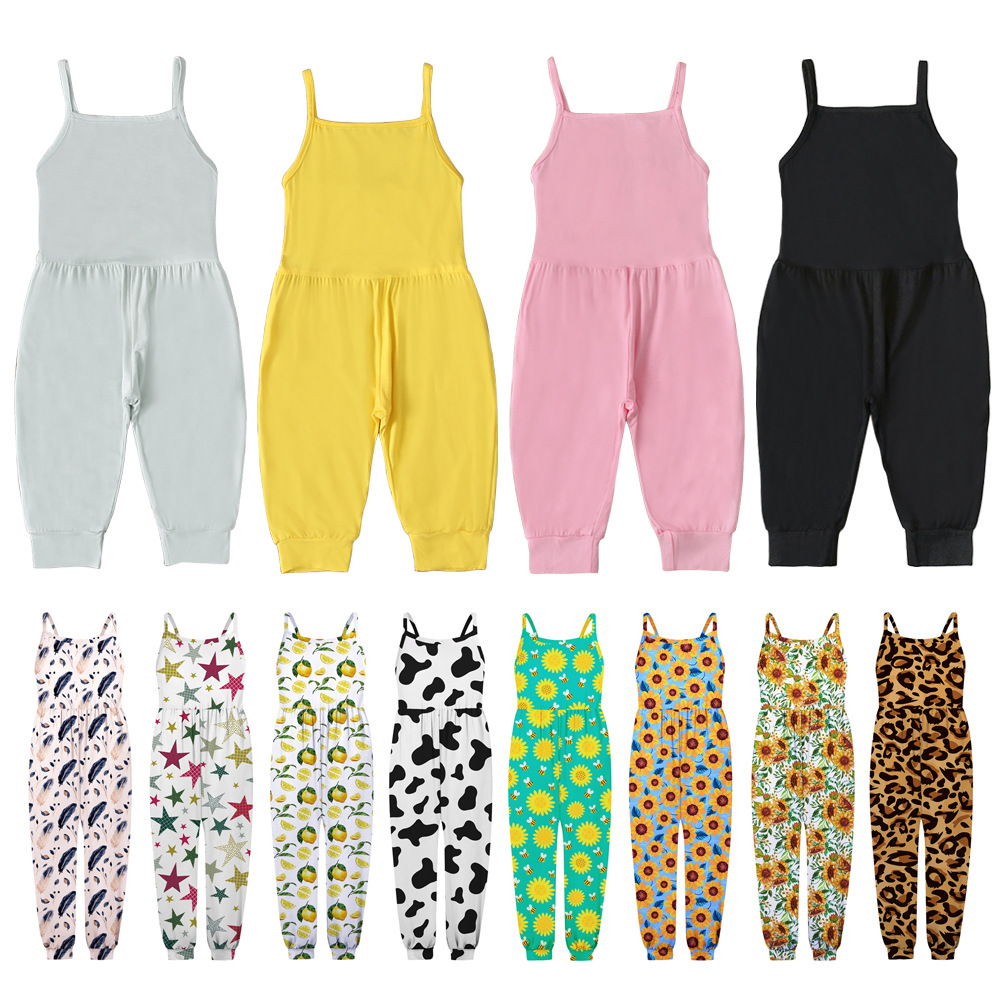 European and American summer girls' various styles sling off-the-shoulder jumpsuit romper romper children's clothing one-piece delivery ins