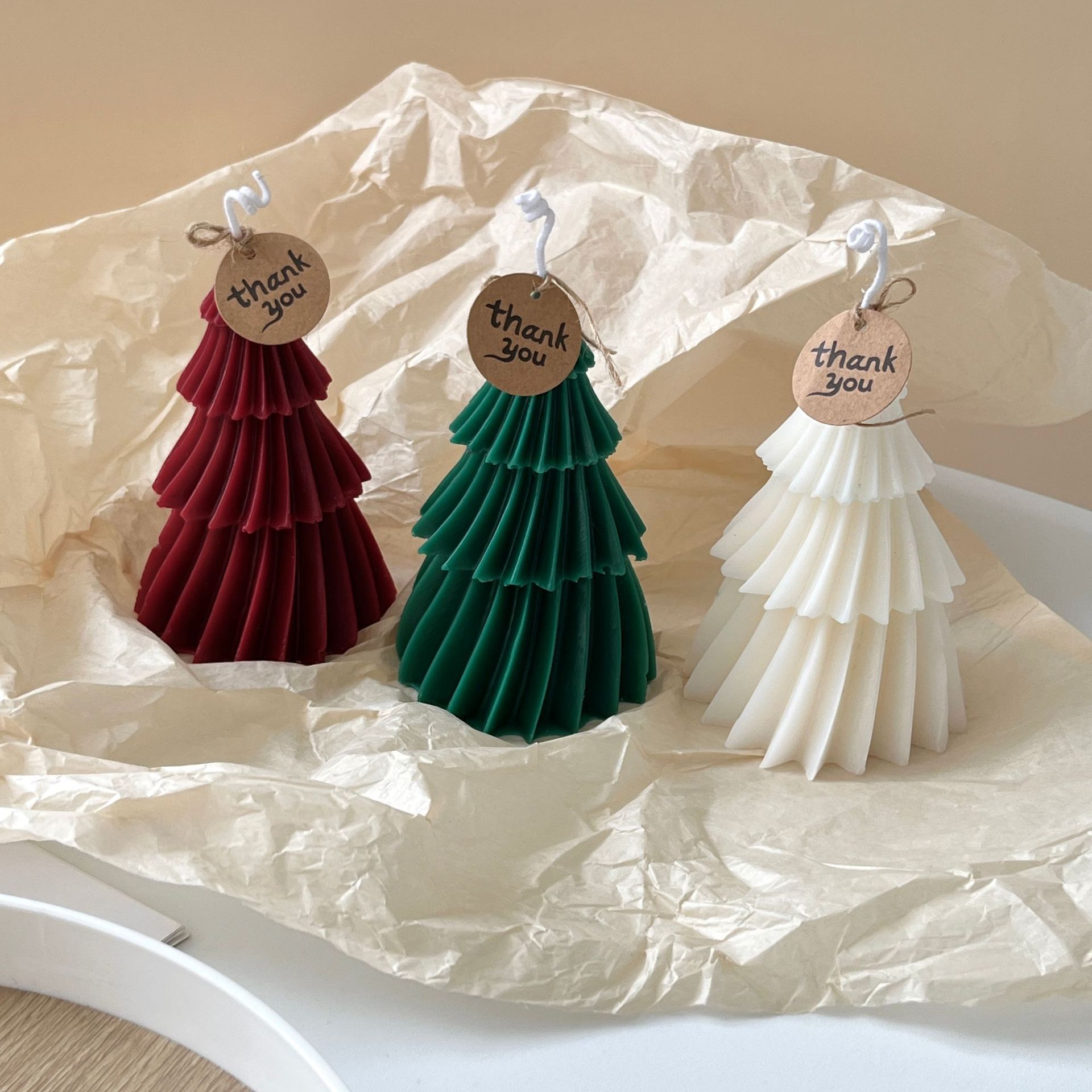 Christmas candle aromatherapy decoration birthday party gift decoration props origami Christmas tree aromatherapy candle wholesale