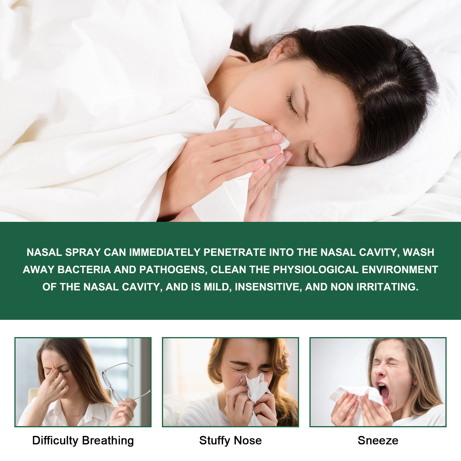 Cross-Border Hot-Selling Boomon Lung Cleansing Spray Relieves Nasal Congestion, Runny Nose, Nasal Discomfort, Nasal Cavity Cleaning Care Spray