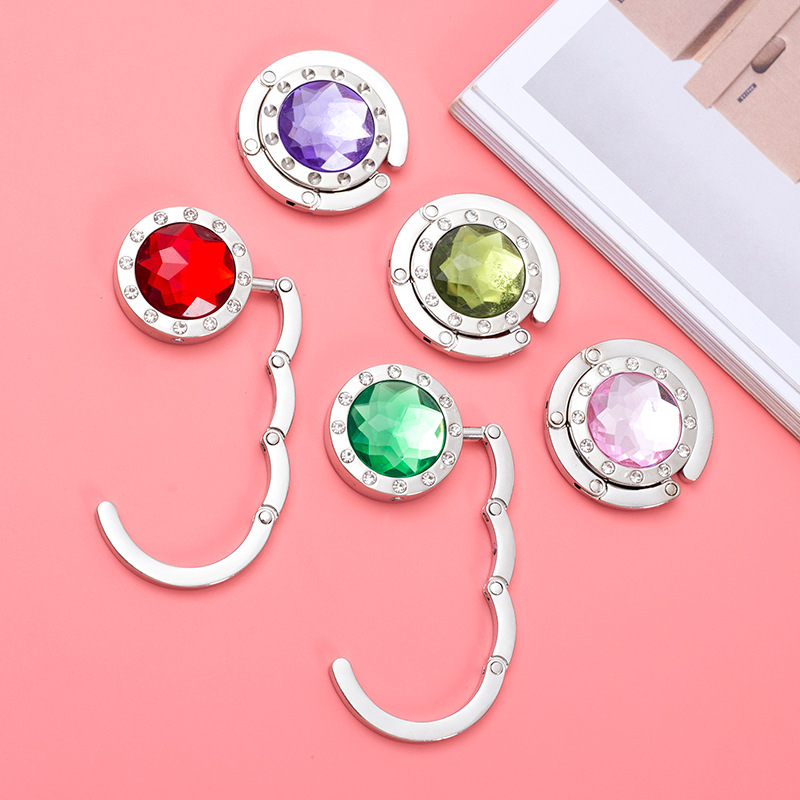 Factory Direct round 12-piece side diamond bag hook metal Bag Hanger multi-color in stock metal Bag Hanger
