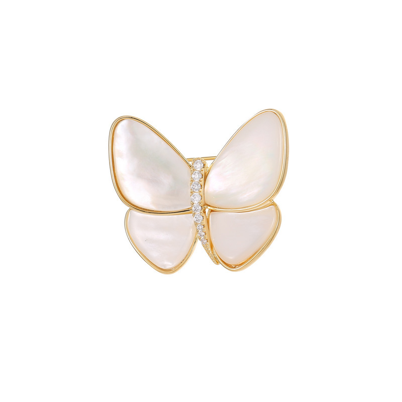 Cocoon-Breaking Butterfly Natural Shell Zircon Light Luxury Clothing Corsage Women's Elegant Anti-Light Pin Mother Shell Butterfly Brooch