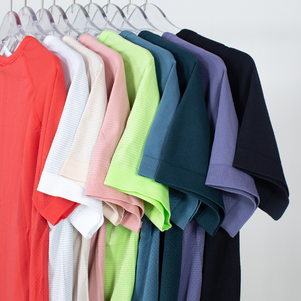 Quick-drying yoga clothes summer slim fit slimming women's sports T-shirt 2.0 tight short sleeve high elastic fitness knitted
