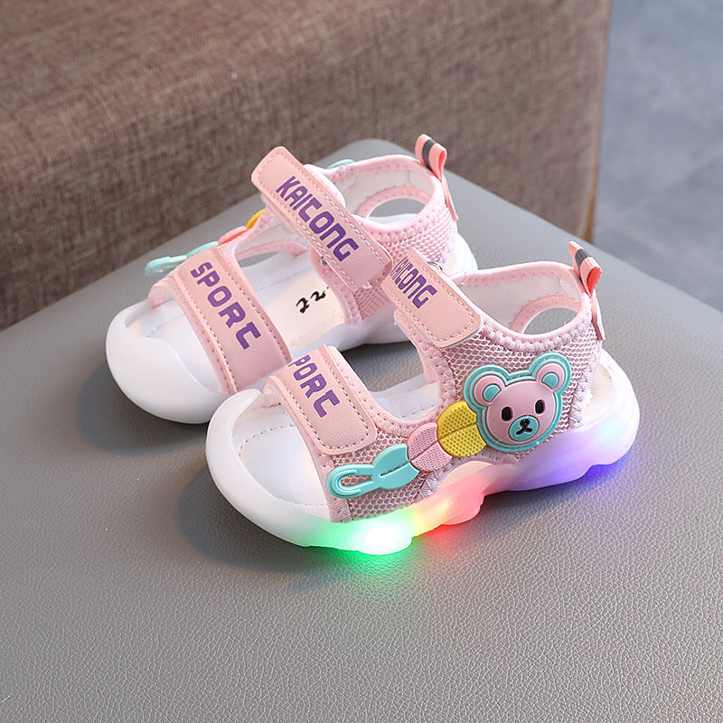 Summer New Children's Soft-soled Toddler Shoes 1-3 Years Old 2 Boys Lights Sandals Women's Baby Kick-proof Beach Shoes