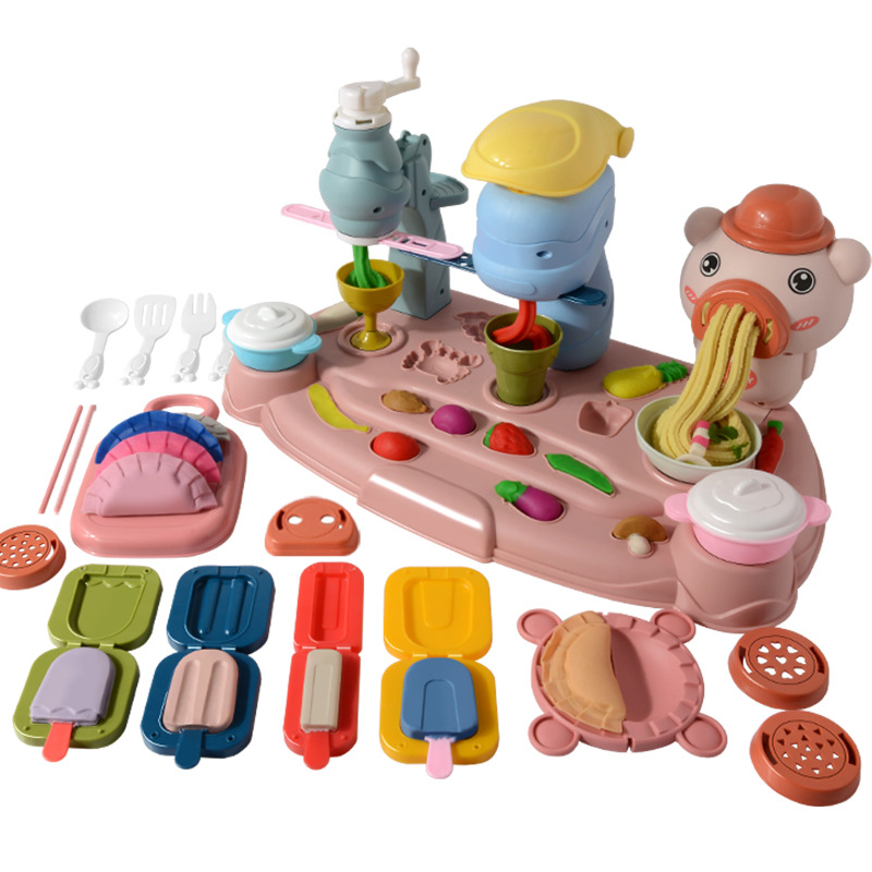 Children's colored clay hamburger noodle machine toy Plasticine non-toxic mold tool suit handmade clay girl